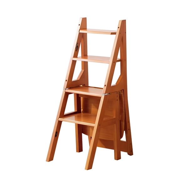 Lipstore Folding Step Ladder Chair Library Stairs Chair for Indoor Living Room Outdoor Brown