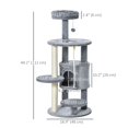 thumbnail image 2 of Dark Grey Multi-Level Cat Tree Tower with Condo & Scratching Posts - 44" Tall Activity Center for Indoor Cats, Living Room & Bedroom Use, 2 of 7
