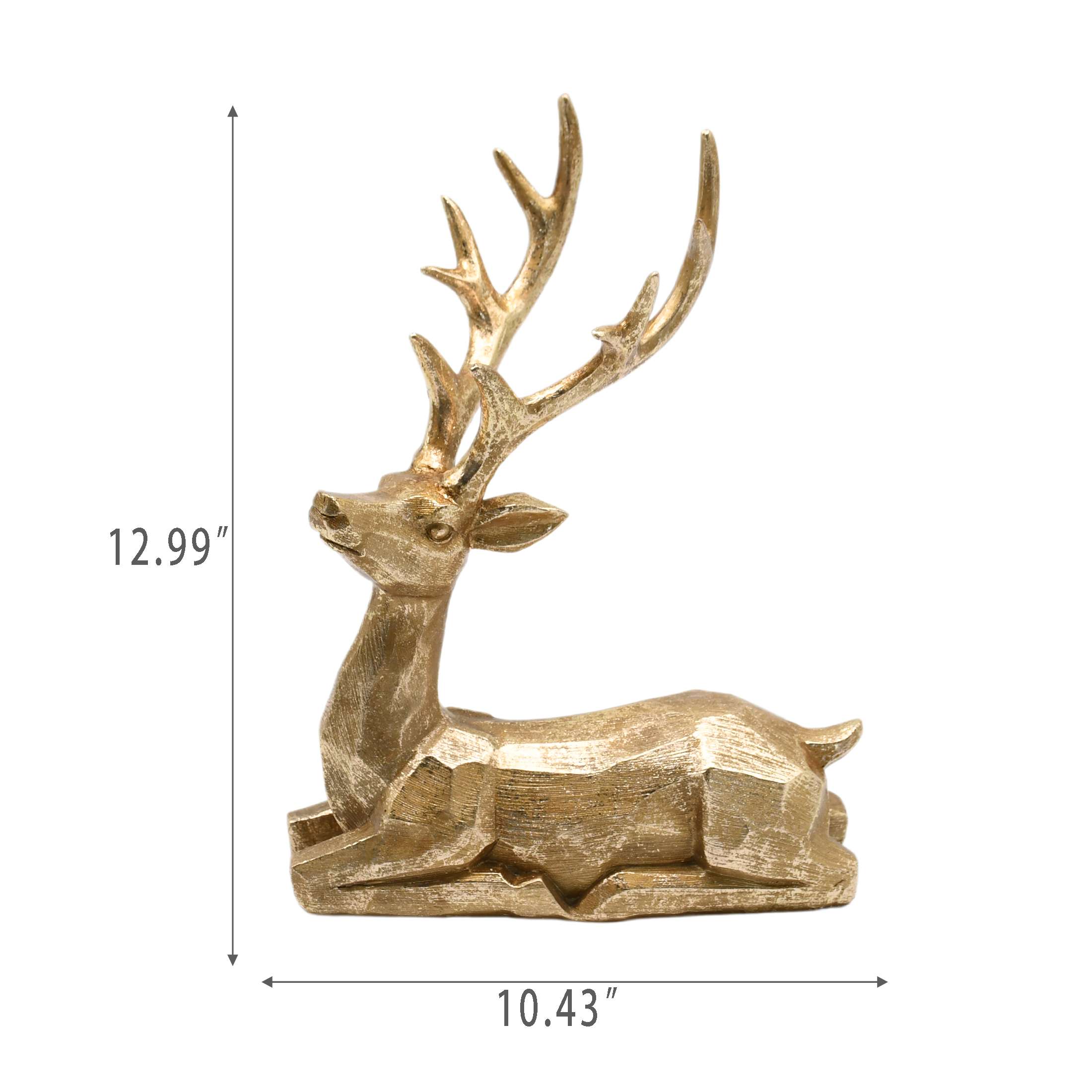 Holiday Time Christmas Gold Sitting Deer Decoration 12.99"
