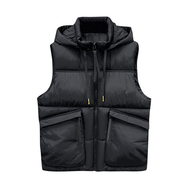 Men's Solid Color Fashion Zipper with Pockets Sleeveless Vest Top Jacket