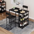 thumbnail image 3 of Kitchen Table Set, Dining Table and Chairs for 2, 3Pcs Dining Room Table Set with 2 Upholstered Chairs, Bar Dining Table Set for Small Spaces, Apartment, Breakfast, Pub, Rustic Black, 3 of 7