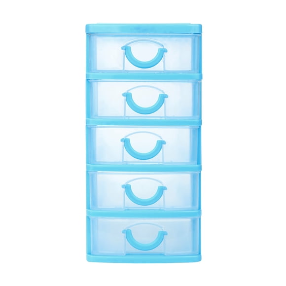 HCBY Organisateur de Mini Tiroirs en Plastique, Tiroirs Colorés Amovibles pour Perles, Bijoux, Pilules, Rangement de Petites Pièces, Étui de Bureau Multicouche pour Articles Divers (Bleu Ciel 5 Niveaux, 5.12"x3.54"x7")