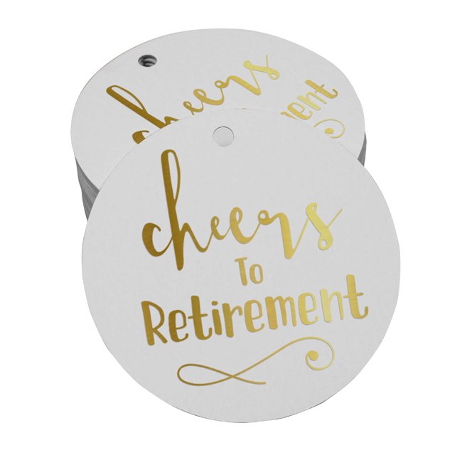 Inkdotpot Real Gold Foil Cheers To Retirement Tags Favor Hang Paper Tags 50 Pieces