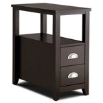 Gymax End Table Space-Saving Rectangular Bedside Table W/ 2 Drawers & Shelf Espress