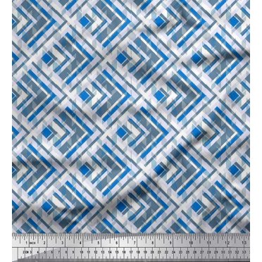 Soimoi Velvet Fabric Diagonal Check Printed Craft Fabric by The Yard 58 Inch Wide