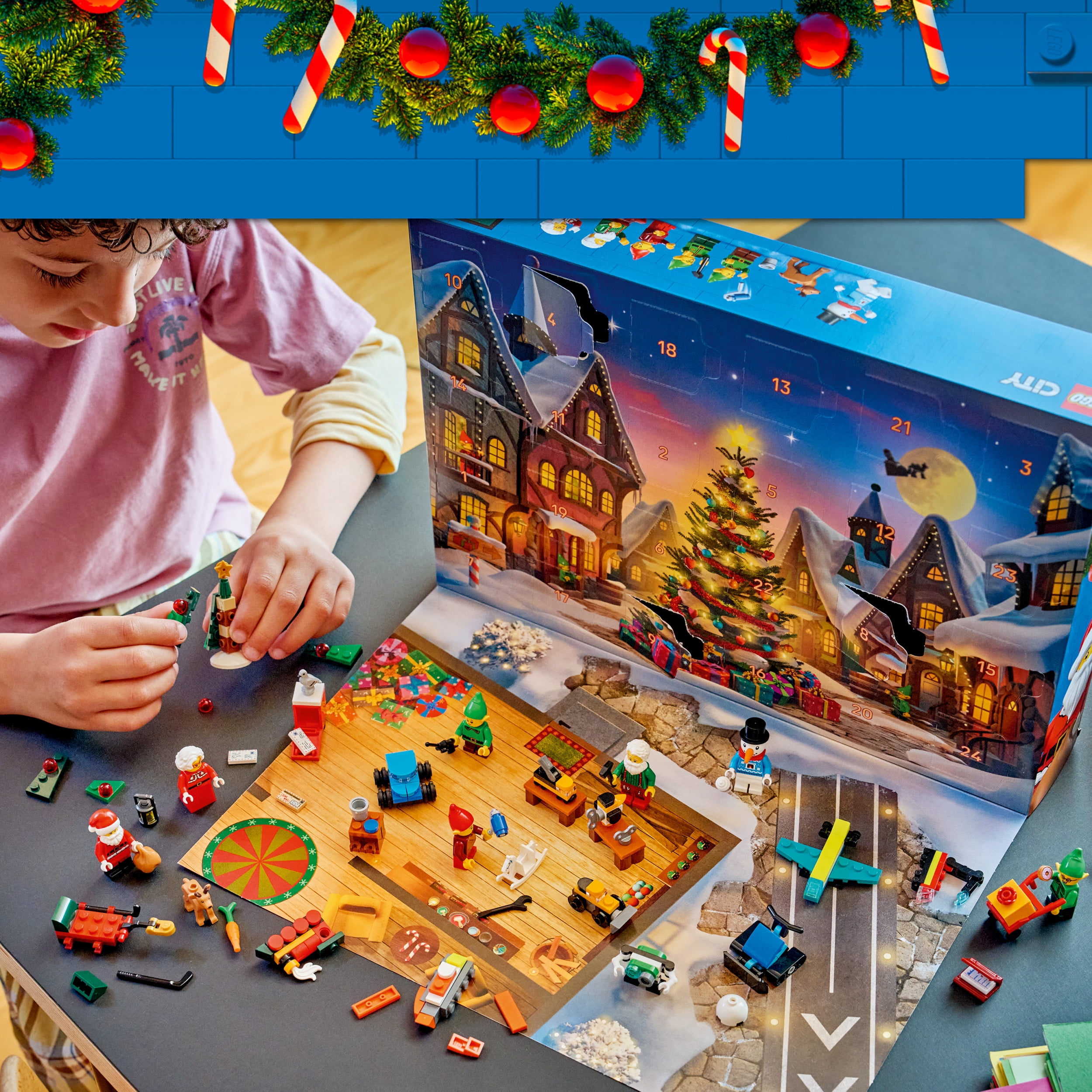 LEGO City Advent Calendar 2026 - Christmas Advent Calendar for Kids, Ages 5+ - Holiday Family Activity - With Santa, Mrs. Clause, 3 Elves & Snowman Minifigures - 60510