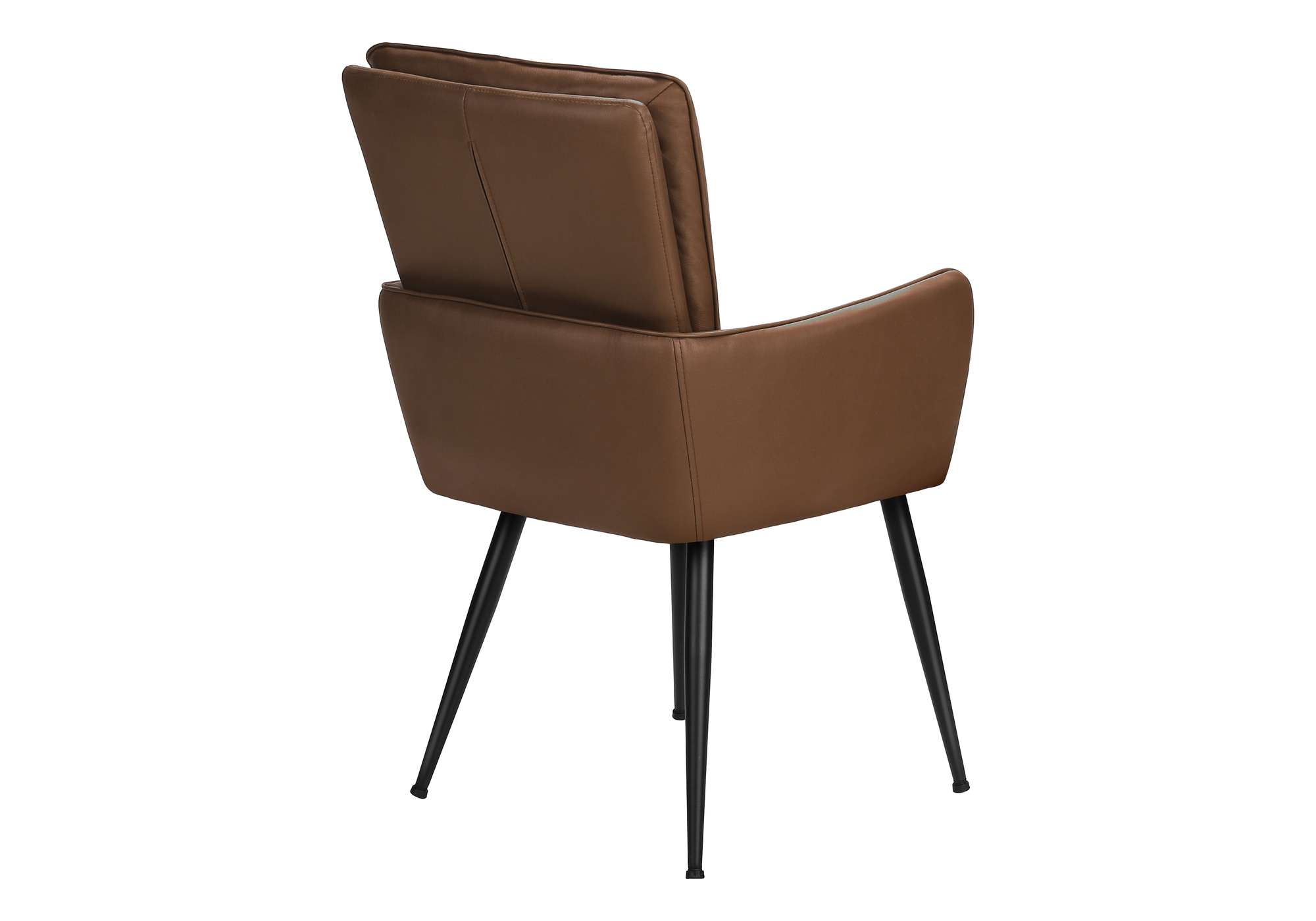 Monarch Specialties - Chaise, 36" De Haut, Ensemble De 2, Rembourré, Coté, Salle À Manger, Cuisine, Aspect Cuir Marron, Métal Noir, Contemporain, Moderne