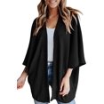 thumbnail image 1 of LinYooLi Kimono pour Femmes Ouvert devant Cardigan en Maille Gaufrée Pull Uni Manches Chauve-Souris Col Châle Cape Douce et Décontractée, 1 of 6
