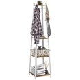 thumbnail image 1 of HOMCOM Clothes Rack, Garment Rack with 8 Hooks and 3-Tier Shelf, Oak, 1 of 10