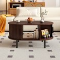 thumbnail image 2 of Costway Table Basse Ovale avec Rangement Portes Coulissantes à Tambour Compartiment Ouvert, 2 of 10