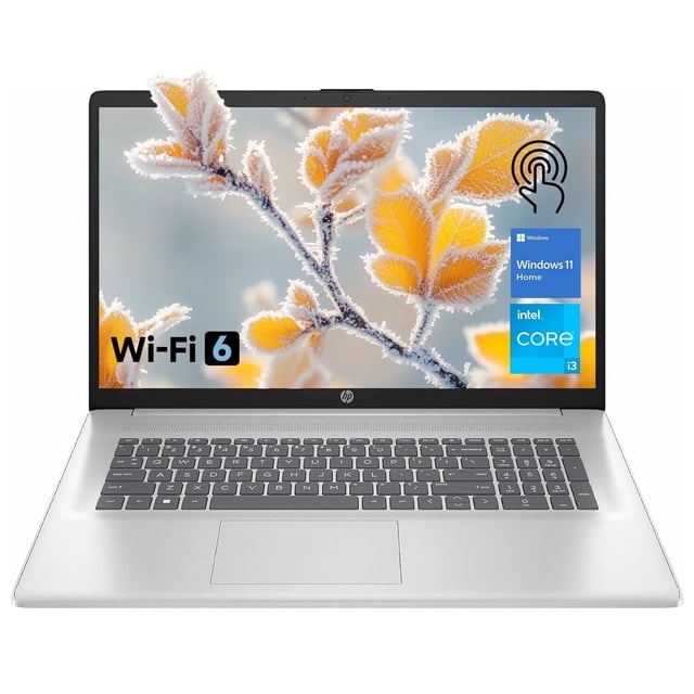 HP Portable à Écran Tactile 17,3 Pouces, Intel Core i3, 32 Go de RAM, 128 Go eMMC + 1 To SSD, Windows 11 H, Argent