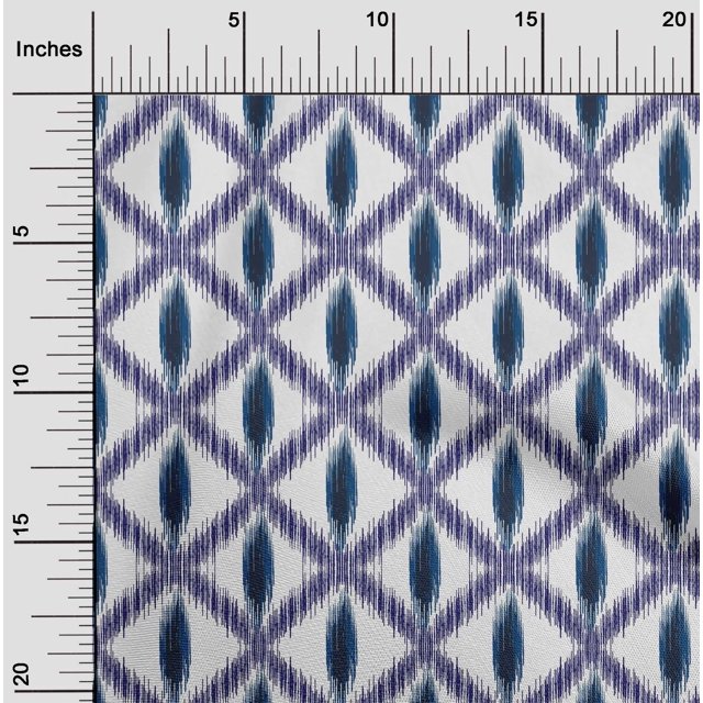 oneOone Cotton Silk Fabric Diamond Ikat Printed Fabric 1 Yard 42 Inch Wide