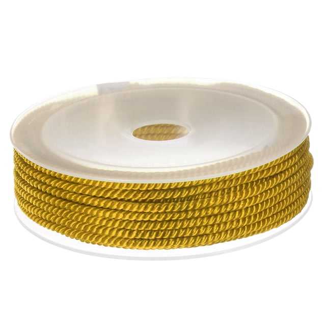 Unique Bargains Twisted Nylon Twine Thread Beading Cord 3mm 7M/23 Feet Extra Strong Braided Nylon String, Goldenrod