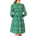 thumbnail image 3 of INSPIRE CHIC Robe Décontractée pour Femme à Fleurs, Col en V, Taille Cintrée, Manches Longues, 3 of 6