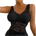 thumbnail image 1 of Ensemble de Justaucorps à Bretelles en Dentelle pour Femmes, Gilet en Maille Ajourée Transparente, 1 of 7