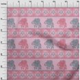 thumbnail image 2 of oneOone Cotton Silk Fabric Floral & Elephant Block Printed Fabric 1 Yard 42 Inch Wide, 2 of 4