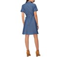 thumbnail image 3 of INSPIRE CHIC Robe-Chemise en Denim à Manches Courtes Boutonnée pour Femme avec Ceinture Bleu m, 3 of 5