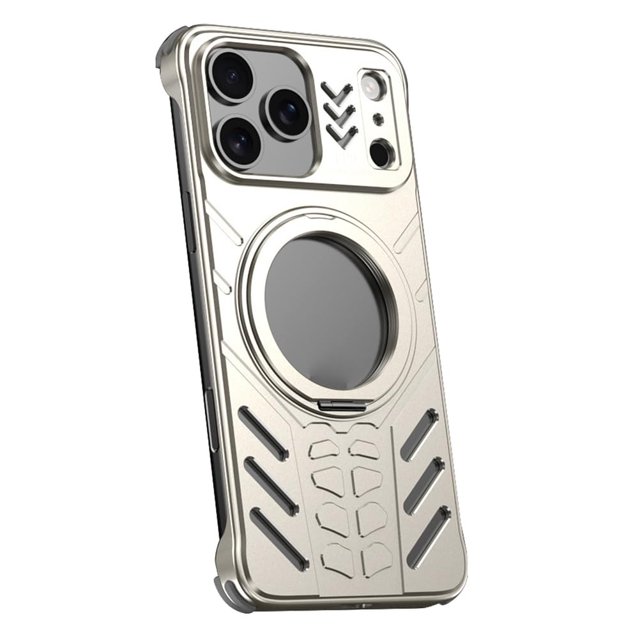 Metal Case For IPhone 17 Pro Max/17 Pro/17, Aluminum Alloy Case With Magnetic Rotating Ring Stand Heat Dissipation Shell