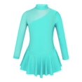 thumbnail image 1 of Hansber Girls Long Sleeves Sequins Mesh Patchwork Gymnastics Ballet Dance Dress Figure Ice Skating Mint Green 8, 1 of 5