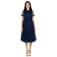 thumbnail image 4 of Bimba Womens Navy Net Shift Dress With Pockets Sheer Pouf Chic Midi Dresses, 4 of 8