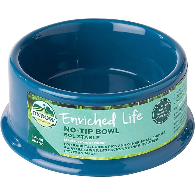 Oxbow Enriched Life Bol Anti-Mastication Sans Basculement Bleu, Grande Taille, Conçu pour les Fournitures d'Alimentation pour Petits Animaux comme les Lapins et les Cochons d'Inde, Doté d'Une Grand base Sans Basculement et Fabriqué à Partir de Matériaux 100 % Sûrs pour les Animaux de Compagnie, Anti-Mastication.