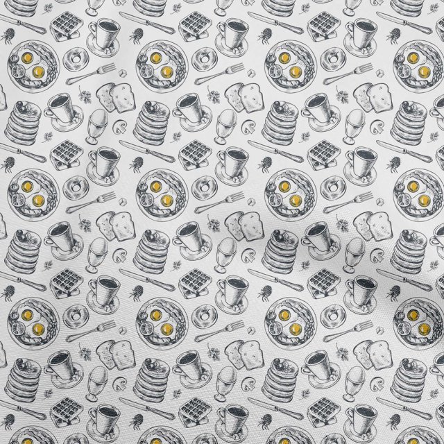 oneOone Cotton Poplin White Fabric English Breakfast Craft Projects Decor Fabric Printed By The Yard 56 Inch Wide