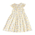 thumbnail image 1 of Zwiiyzr Girls Dress Flutter Sleeve A-Line Sundress Casual Midi Dresses for 3-10 Years Kids Yellow, 1 of 1