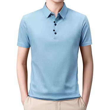 BOBOGOJP Polos pour Hommes Grands et Forts, Polo à Haute Évacuation de l'Humidité (Bleu Pâle, 4TG)