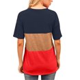 thumbnail image 2 of T-shirt pour Femmes à Blocs de Couleur Court T-shirt pour Femmes Blouse Décontractée pour Femmes Haut à Manches Rondes Blouse à Col Rond, Orange Coloré, TG, 2 of 5