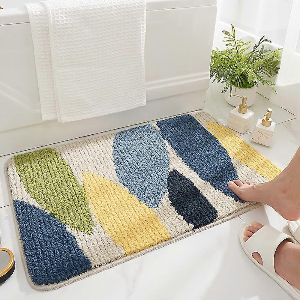 Bath Mat Soft Absorbent Bath Rug, Treer Microfiber Flocking Bath Mat Anti-Slip Bath Mat Shower Rug Washable Bath Rug