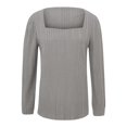 thumbnail image 3 of Meichang Cyber and Monday Deals, Puff Long Sleeve Shirts for Women Plus Size Square Neck Ribbed Knit Tops Solid Loose Fit Side Slit Hem Blouses Spring Trendy Women Tunic Tops, 3 of 4