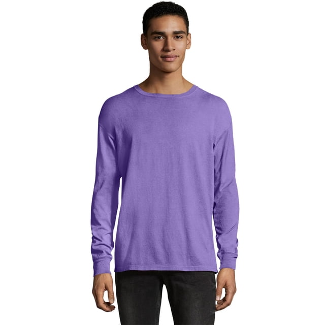 Hanes Mens ComfortWash Garment Dyed Long Sleeve Tee, S, Lavender