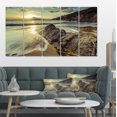 thumbnail image 1 of Sunset at Beach Vintage Style - Modern Seascape Canvas Artwork, 1 of 3