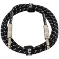 thumbnail image 1 of GLS Audio Instrument Cable - 1/4 Inch TS to 1/4 Inch Instrument Cable for Bass/Electric Guitar- Black/Grey Braided Tweed, 10ft, 1 of 6