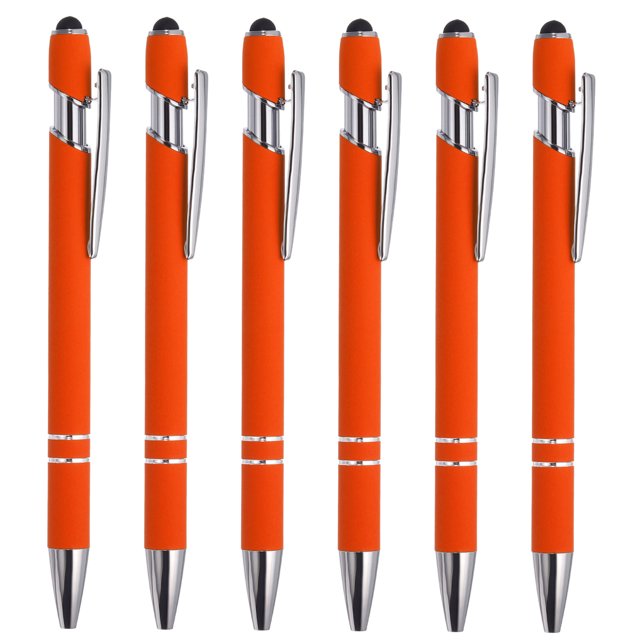 Unique Bargains Ballpoint Pen with Stylus Tip, Medium Point, 1.0mm, Black Ink, 6 Pack