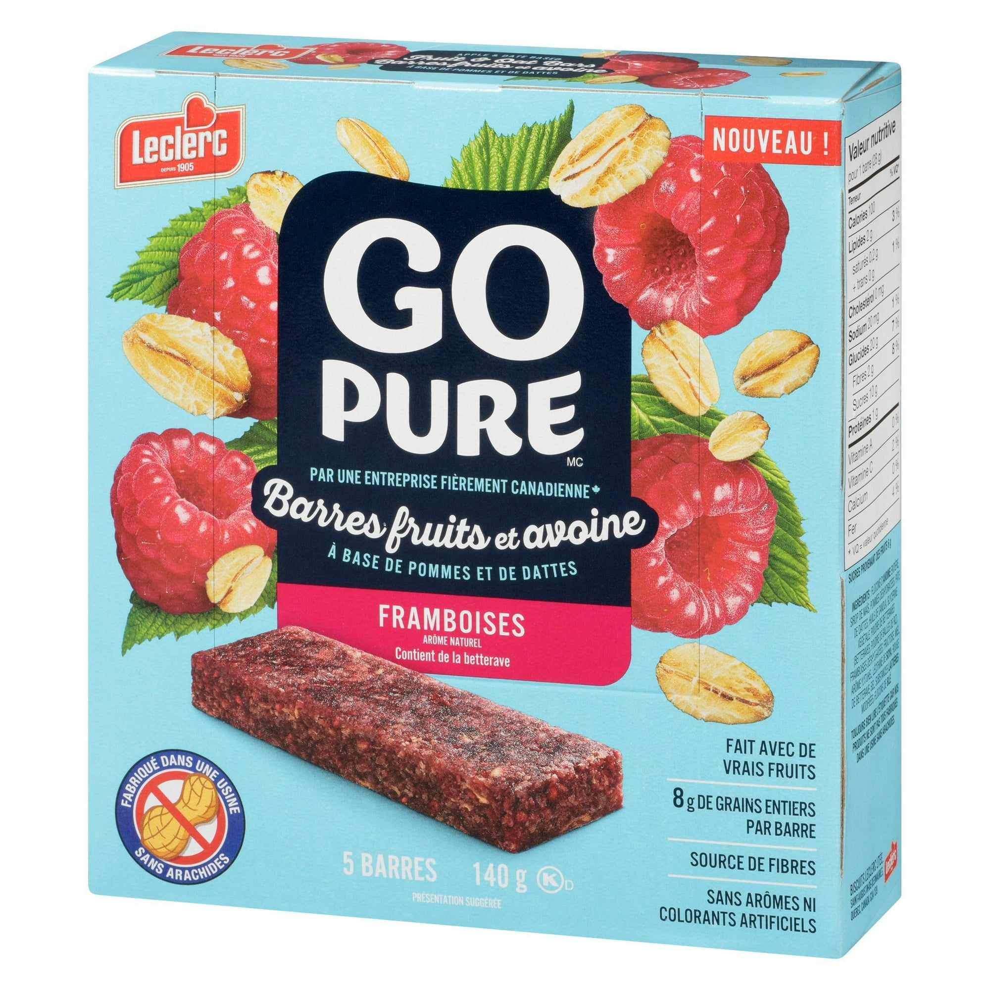 Go Pure Barres aux Fruits et à l'Avoine à la Framboise