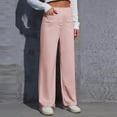 thumbnail image 2 of Women's Work Pants - High Elastic Waisted Trousers - Straight Wide Leg Button Down Casual Pants, 2 of 5