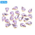 thumbnail image 3 of Unique Bargains 20Pack Teardrop Sew on Rhinestone - 13x8mm Glass Teardrop Crystal Rhinestones in Gold Prong Setting (Light Purple), 3 of 7