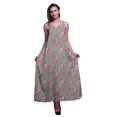 thumbnail image 1 of Bimba Robe Longue Maxi de Soirée pour Femmes en Rayonne à Imprimé Floral, Dos Nu, à Bretelles Spaghetti - Grande, 1 of 1