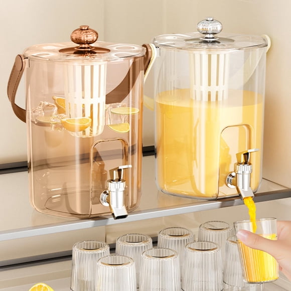 Sentmoon Pitcher with Lid 5L Large Cold Water Pitcher with Spigot and Detachable Strainer Wide Mouth Drink Dispenser for Iced Tea Infused Water Home Kitchen Parties and Daily Use