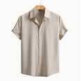 thumbnail image 2 of Kaemgyyd Button down Shirt for Men Plus Size Short Sleeve Lapel Summer Vacation Wedding Tops Breathable Solid Color Work Tee, 2 of 7
