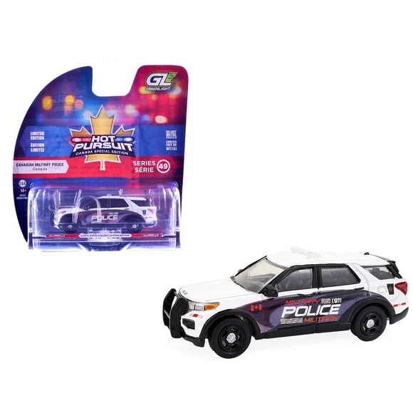 2024 Ford Police Interceptor Utility "Canada Military Police" White with Graphics "Hot Pursuit - Canada Special Edition" Series 1/64 Diecast Model Car by Greenlight