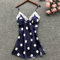 thumbnail image 2 of B91xZ Vêtements de Nuit pour Femmes Manches Courtes Robe de Nuit Douce Unie/imprimée, L Bleu, 2 of 3
