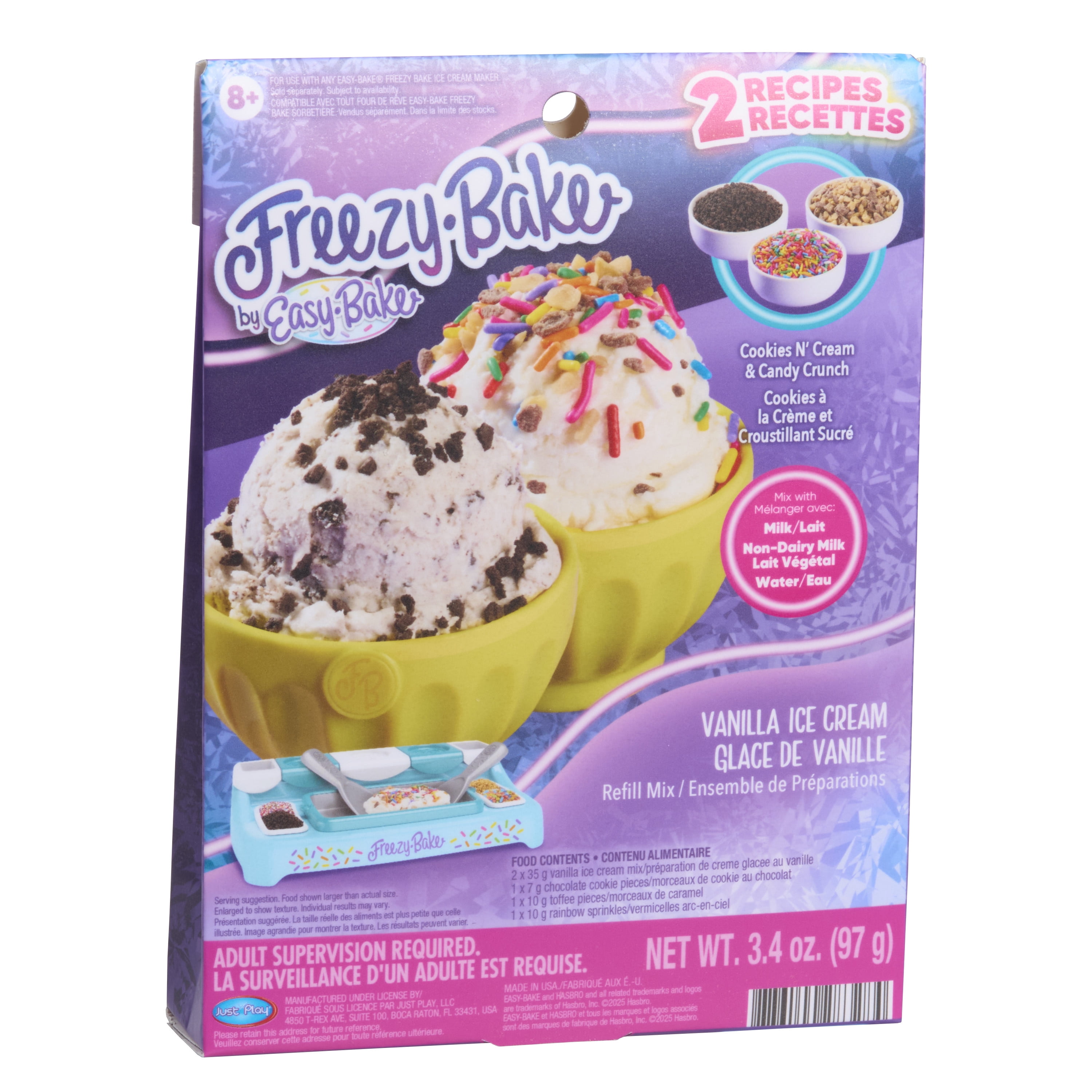 Freezy-Bake Vanilla Ice Cream Mix - Cookies 'N Cream and Candy