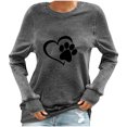 thumbnail image 2 of Nouveaux Hauts pour Femmes 2023 Mode Femme Col Rond Manches Longues T-Shirt Automne Imprimé Blouse Hauts Chandail en Molleton Grande Taille Chemise Manches Longues pour Femmes, 2 of 4
