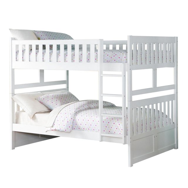 Topline Home Furnishings White Full over Full Bunk Bed