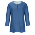 thumbnail image 4 of Yuyuzo Womens 3/4 Sleeve Tops Basic Button Crew Neck Solid Color Loose Fitted Tunics Tee Blouses, 4 of 5