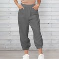 thumbnail image 4 of Pantalons Haren en Coton Lin Ample Taille Haute Bas Fermé Décontracté Gris, 4 of 8