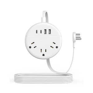 Flat Extension Cord 10 ft NTONPOWER Flat Plug Power Strip with 3 Outlets 4 USB Ports(2 USB C) Ultra Thin Extension Cord Under Carpet Mountable Outlet Extender Long Cord for Home Office Dorm Room