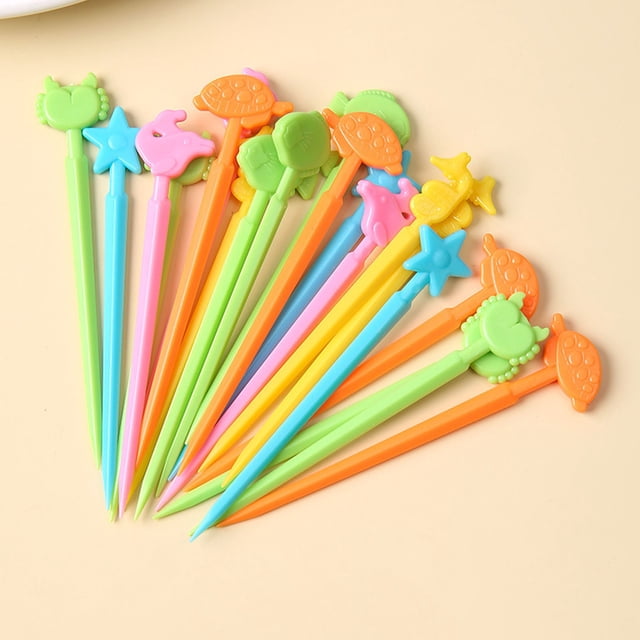 Fruit Fork Plastic Lunch Box Decoration Pick Cake Snack Fruit Pick Platter Fruit Fork Set Lunch Box Decoration